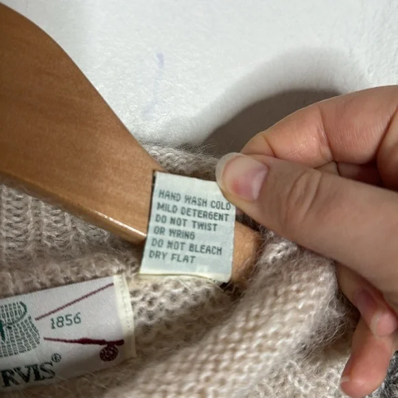 New Orvis Vintage Mohair Patchwork Neutrals Oversized Sweater Size M